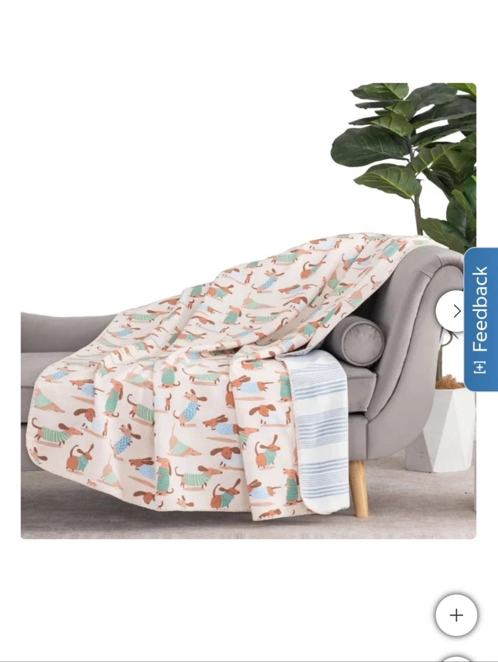Berkshire  Artist Collection Cotton Gauze Throw With Plush Reverse Daschund Dog